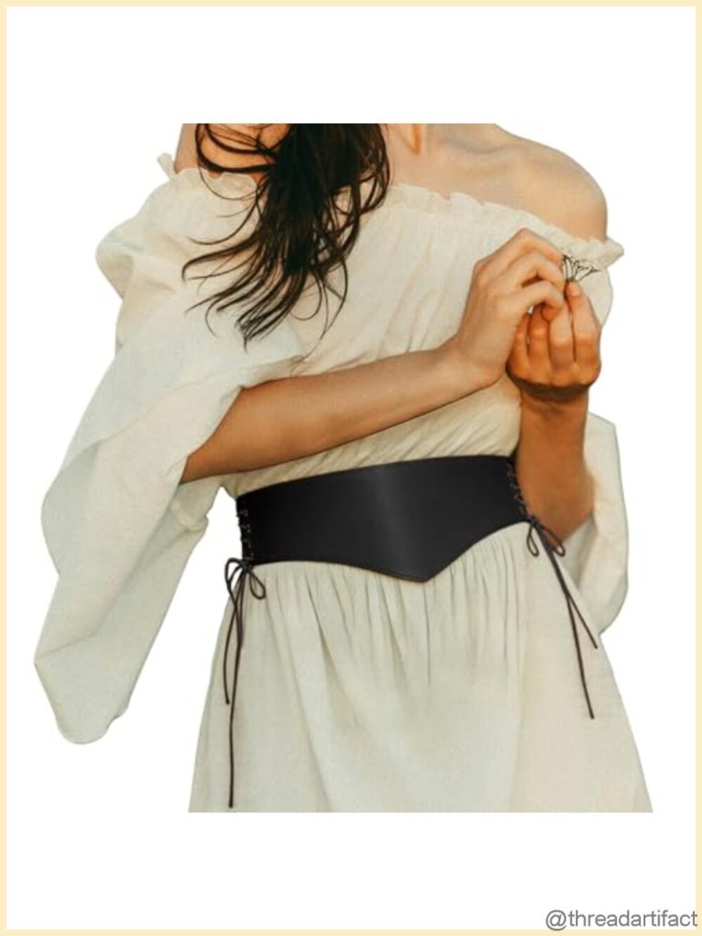 PU Leather Renaissance Corset Belt Wide Obi Ren Faire Accessory